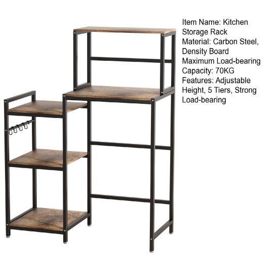 Kitchen Storage Rack Rack Mini Fridge Stand with Shelves 5-Tier Coffee Bar Table Cabinet Microwave Baker Utility Shelf for Dorm Small Bakers