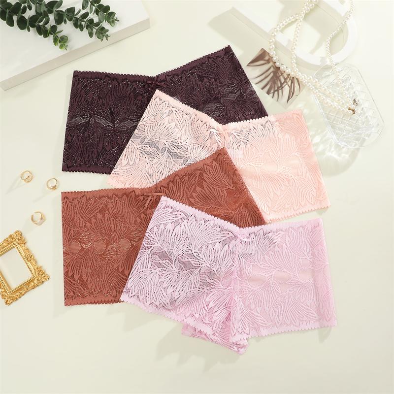 FINETOO 3 Stück Damen Spitze Floral Boyshort Sexy Hollow Out Unterwäsche Niedrige Taille Atmungsaktive Slips Mädchen Weiche Transparente Lingerie