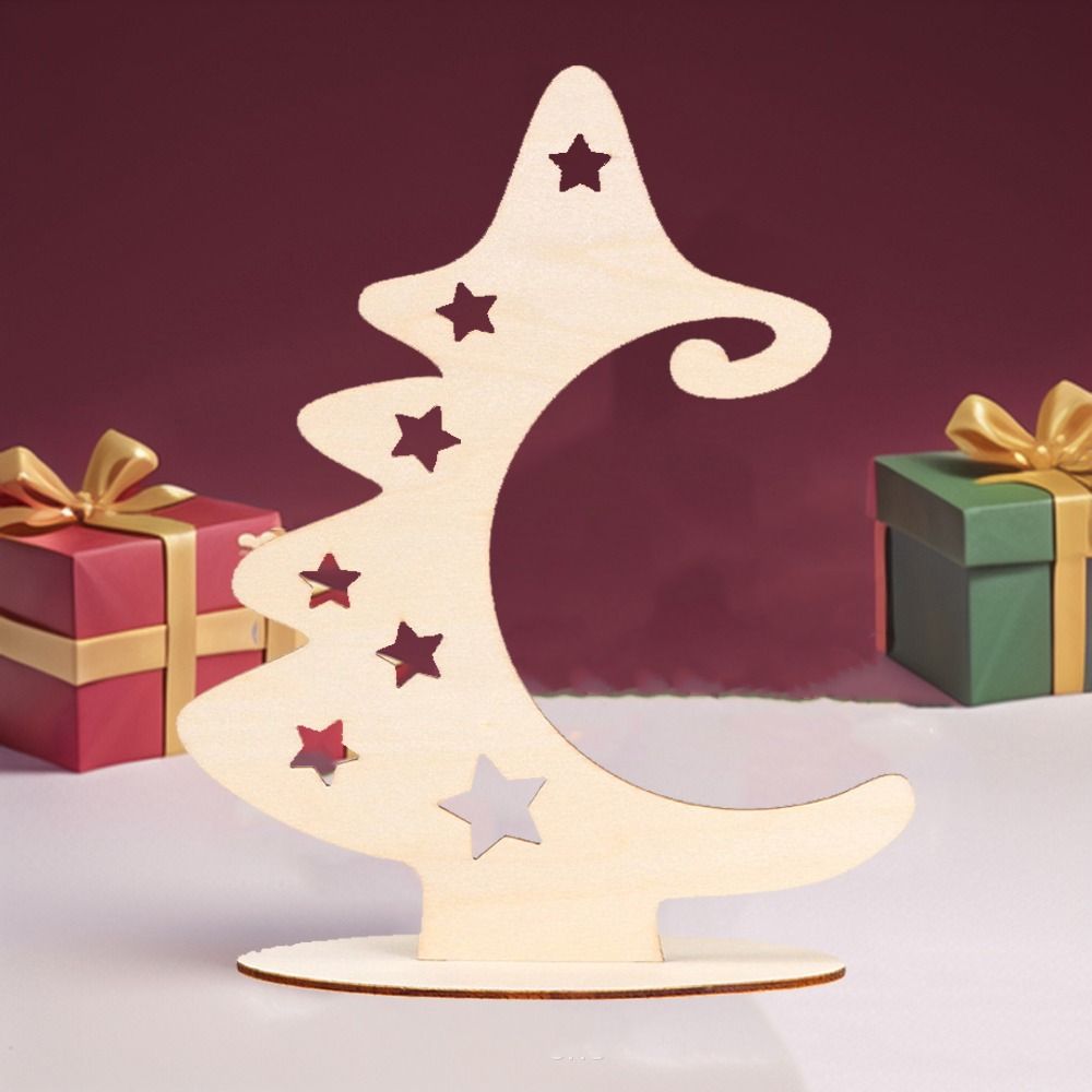 Handmade Xmas Tree Star Slices Elliptical Base Wood Slices Christmas Tree Crafts  Holiday