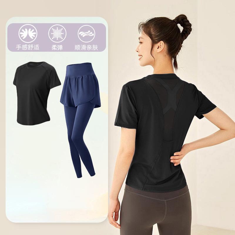 Tennis suit women's short-sleeved training clothes outdoor running quick-drying clothes thin badminton T-shirt fitness clothes