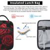 Red Rose Floral Design Insulated Lunch Bag for Women Kids Portable Food Boxes Thermal Lunch Box Tote