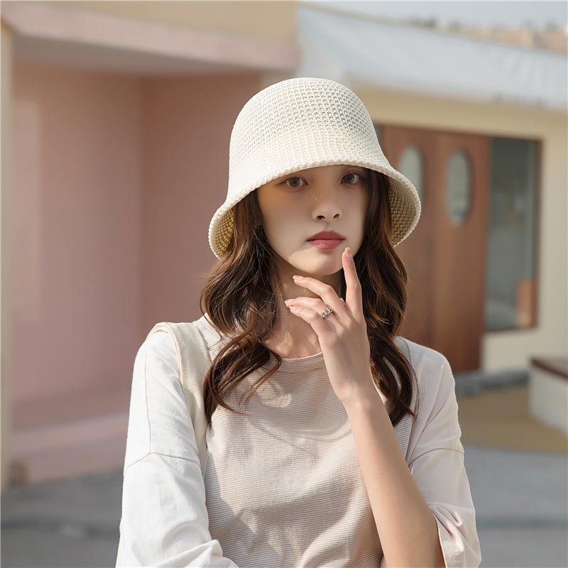 Bucket Hat Women's Face Revealing Small Spring and Summer Sunshade Hollow Thin Breathable Sun Hat Bucket Basin Hat