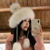 JYL TS DIY Red Beanie Women Christmas Pom-pom Fleece Ski Hat Acrylic