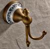 Antique Brass Stainless Steel Towel Clothes Dual Hooks Wall Mounted Hanger Hook