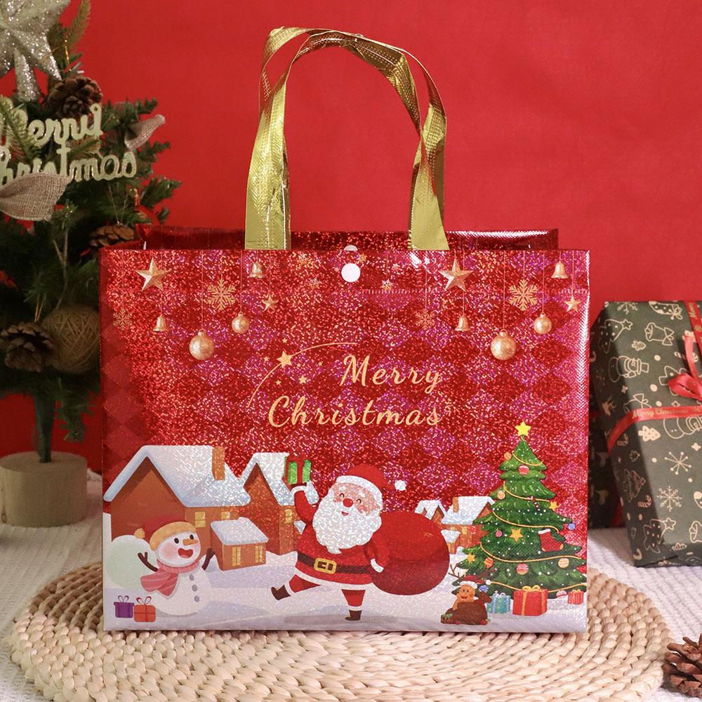 Christmas Gift Bag Non-woven Santa Snowman Xmas Tree Tote Bag Large Capacity Shopping Bag Xmas New Year Candy Gift Packaging Bag