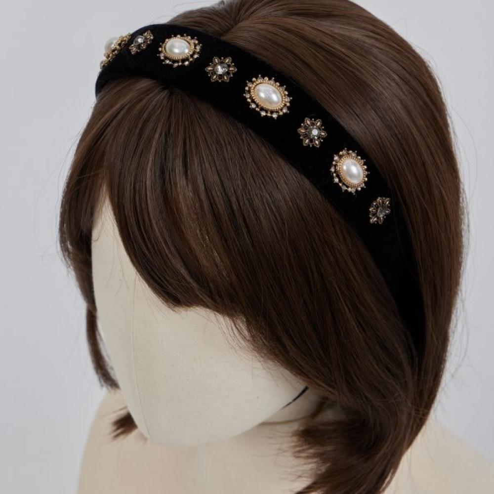 Maia Velvet Antique Pearl Hairband Maiahb153