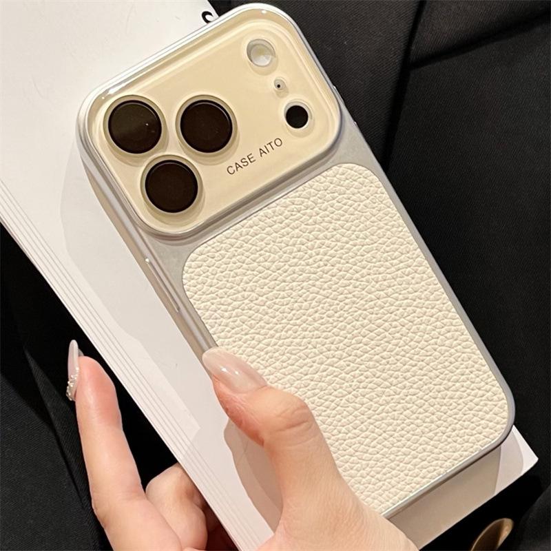 Lychee Pattern iPhone 17 Pro Max Case, Compatible with Apple 14 to 17, Large Window Design for Cross-Border Appeal.