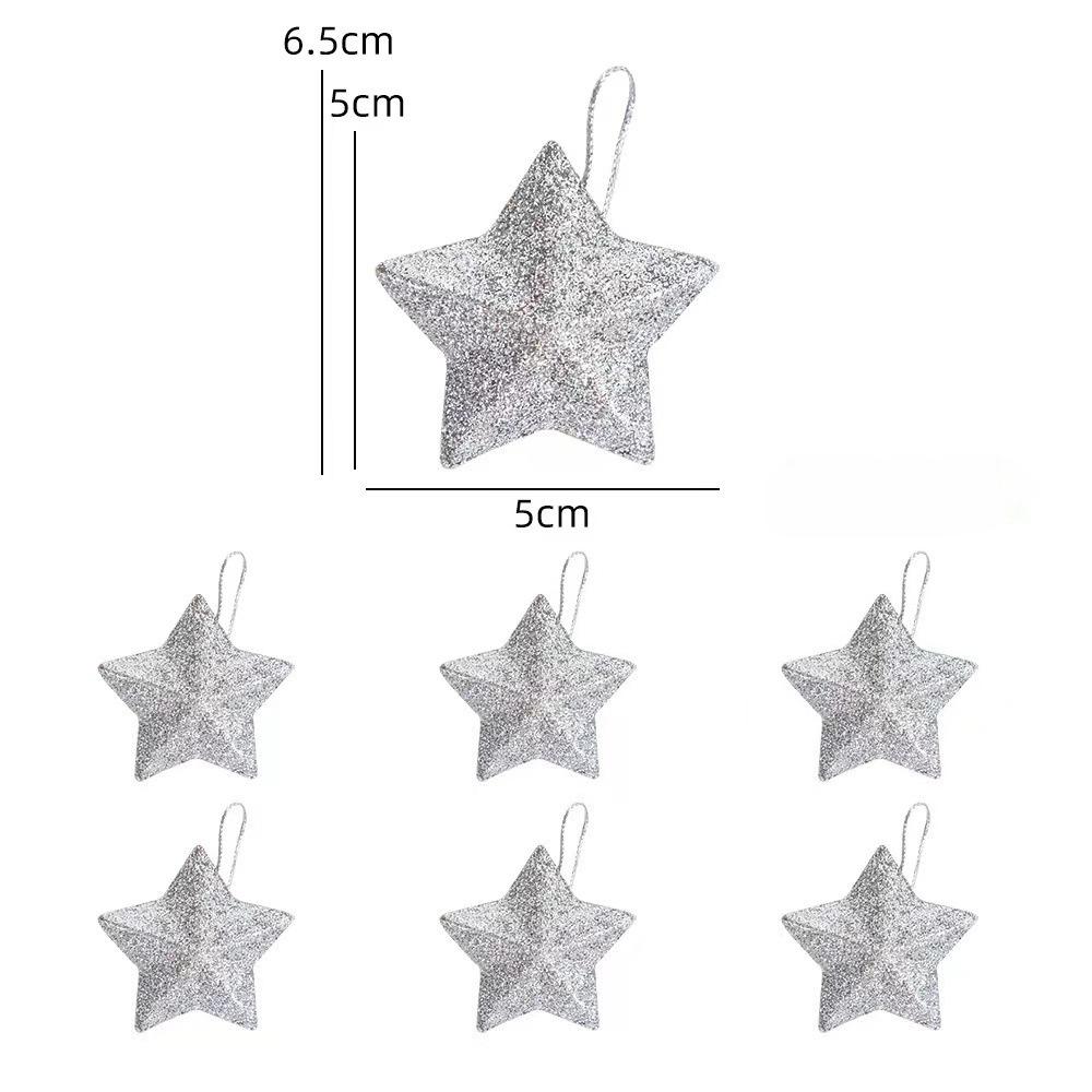 6/24pcs Christmas Glitter Star 5cm Pentagram Christmas Hanging Pendant For Birthday Wedding Festive Christmas Party Decoration