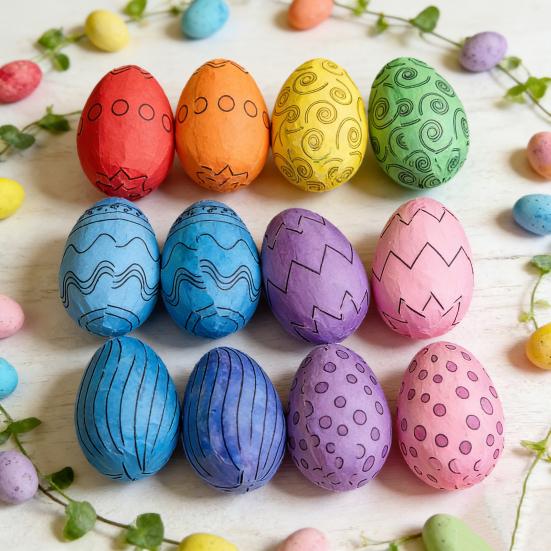 12 Pcs Foam Easter Eggs for Crafts DIY Painting Fake Eggs for Easter Christmas Holiday Art Crafts Making School Projects