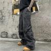 Retro Washed Loose Fit Wide Leg Denim Pants With Large Pockets Unisex Streetwear Cargo Jeans