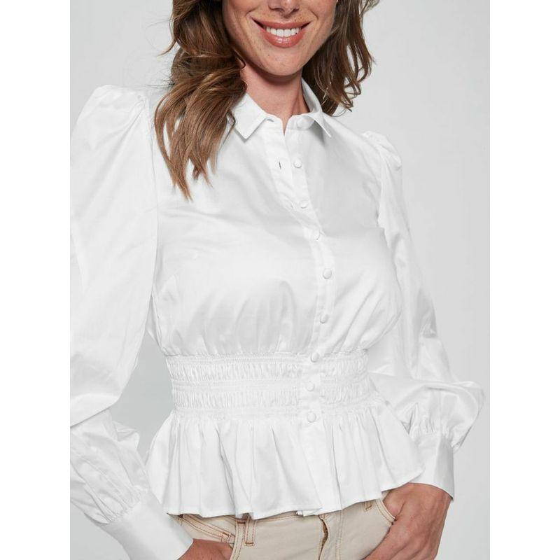 

GUE * S Giles Expensive Quality Fluffy Long sleeve Cloth Bag Buckle Pleated Design Buckle Shirts USD 128 Pearl White S