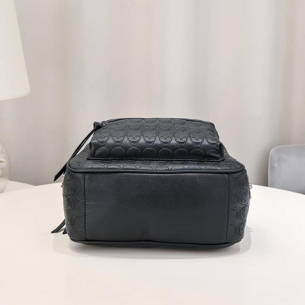 Jierotyx Goth Lebka Reliéfní batoh pro ženy Halloween zdobený zdobený denní batoh Punkový styl PU kožená taška Módní nýt Travel