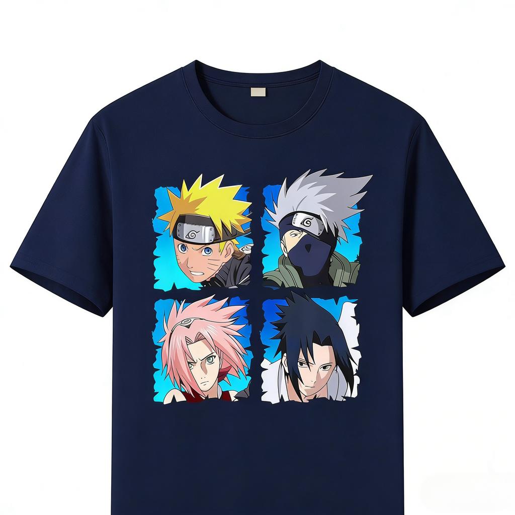 Team 7 Naruto TShirt Men Naruto Kakashi Sasuke Sakura Anime Character Group Graphic Short Sleeve Oversized Streetwear Fan Tee