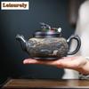 410ml Retro Yixing Lila Ton Teekannen Handgefertigter Landschaftstopf Rohmaterial Stein Gelber Schlamm Kessel Mit Sieb Chinesisches Zisha Teegeschirr