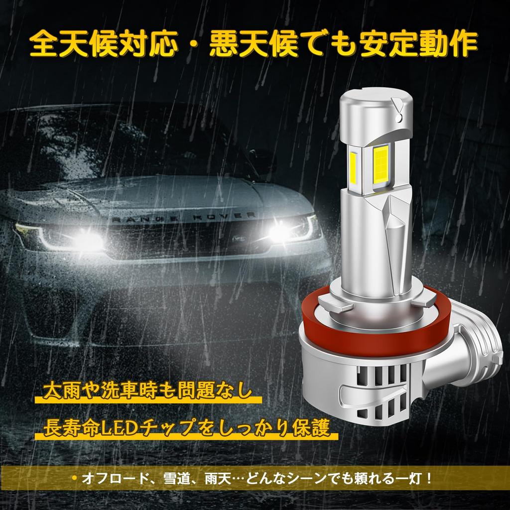 Perrace H11 LED Headlights with Illumination for Wide Night Bright H8 LED Fog White H16 LED Fog High Beam and Low Equipped with Cooling Fan and IP68