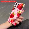 2DFlat Samsung phone case Fresh Strawberries Splash in Pink Glow Applicable to Galaxy S23 S24 S25ULTRA S26 A12 A14 A15 A16 A54 A55
