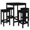5 Piece Garden Bar Set Black Solid Pine Wood