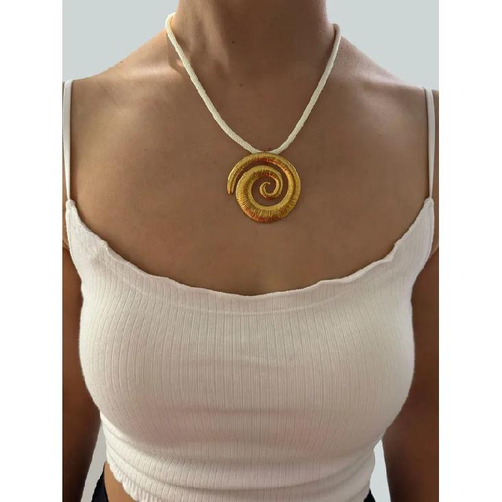 GHIDBK Exaggerated Stainless Steel Starfish Shell Conch Sun Pendant Necklaces for Women Fashion Ocean Style Jewelry Summer Beach