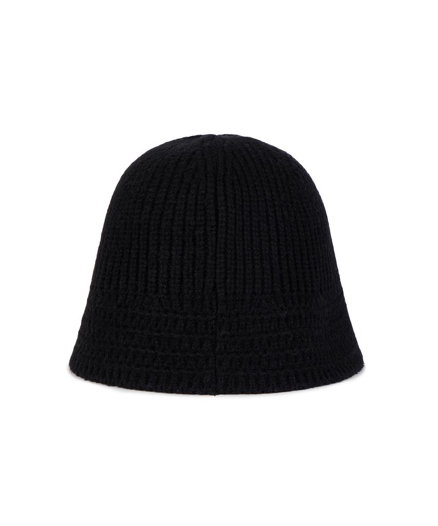Bajal Va Square Applique Knit Bucket Hat Black