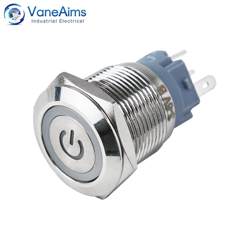 19mm Metal Push Button Switch Latching Power Switch Momentary 3V/6V/12V/24V/220V 5A for DIY Computer Car Panel Modification