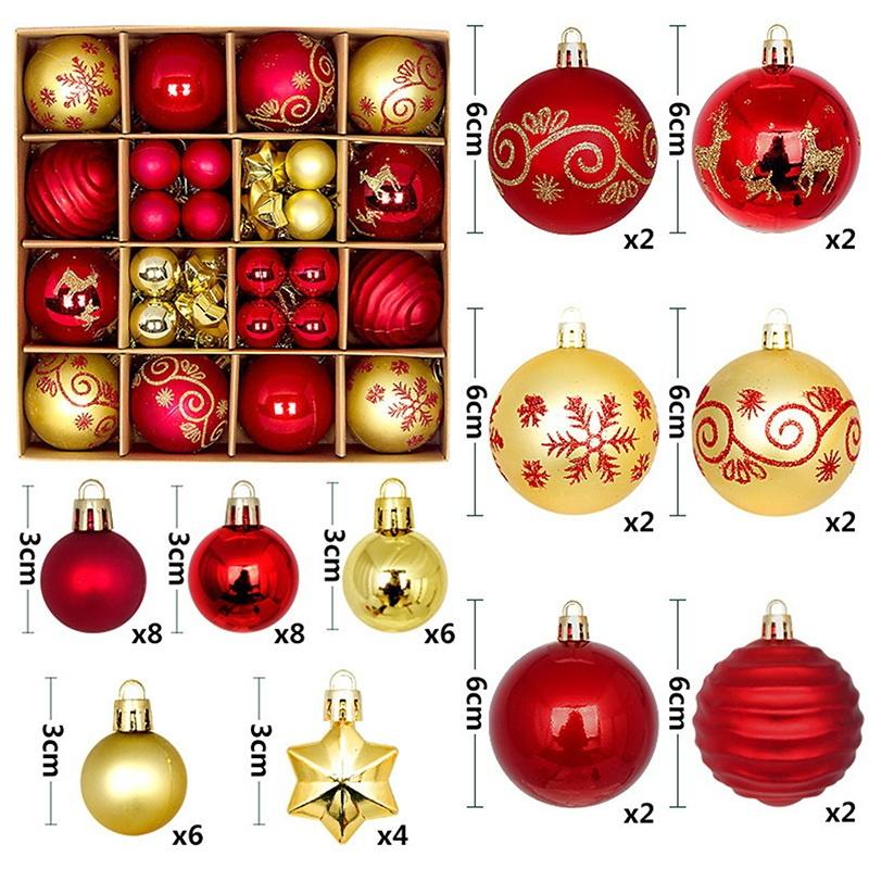 44 Stück 6 cm Weihnachtsbaumkugel Weihnachtsdekoration Xmas Baum Anhänger Ornamente Heimdekoration Navidad Party Neujahr 2027 Partyzubehör