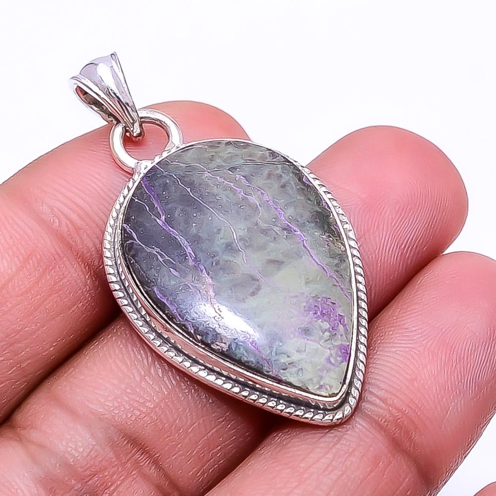 

Variscite In Purpurite -Faires Tin Mine 925 Sterling Silver Pendant 1.64 P36