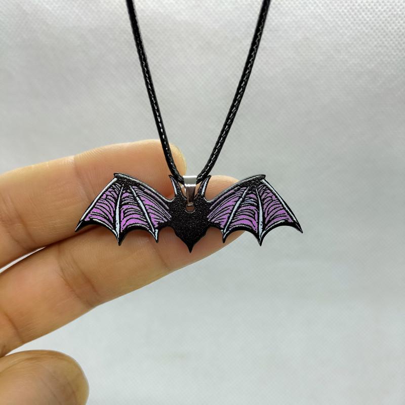 Acrylic Bat Pendant Necklaces for Women Girl Minimalist Rope Chain Choker Halloween Animal Necklace Jewelry Collier