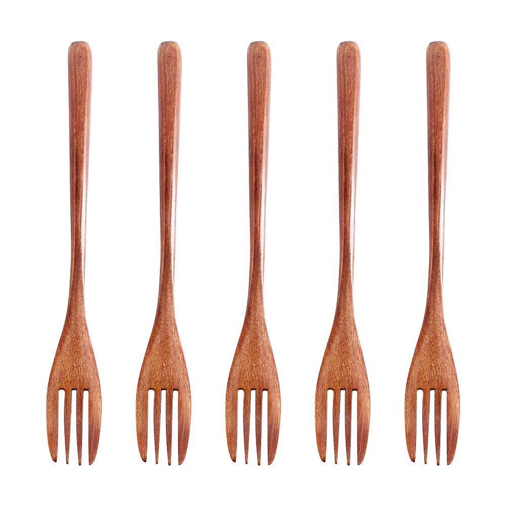 Kitchen Salad Cooking Wood Eco-friendly Natural Cutlery Wooden Forks Tableware Dinnerware