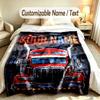 Truck Theme Custom Blanket Personalized Name & Text Customized Soft Warm Throw Blanket Home Decor