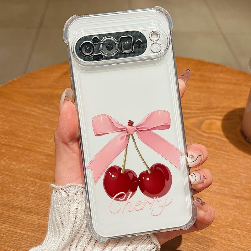 Pink Bowknots Pattern Case For Google Pixel 9 Pro XL 9A Shockproof TPU Silicone Clear Soft Cover