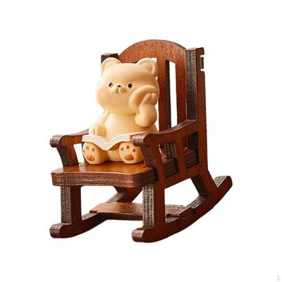 Rocking Chair Animal Figurine Cute Statue Cartoon Mini Desktop Ornament Small Sculpture for Micro