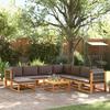 9 Piece Garden Sofa Set with Cushions Acacia Wood & Rope