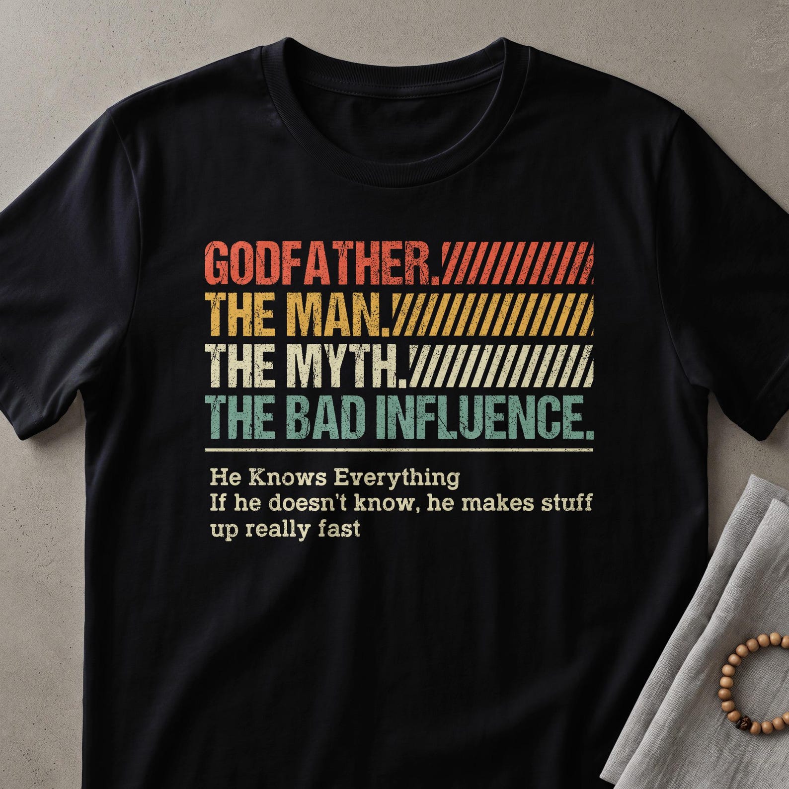 Funny Godfather T-Shirt, The Man The Myth The Bad Influence Shirt, Godfather Proposal Gift, New Godfather Tee, Gift for Him XL