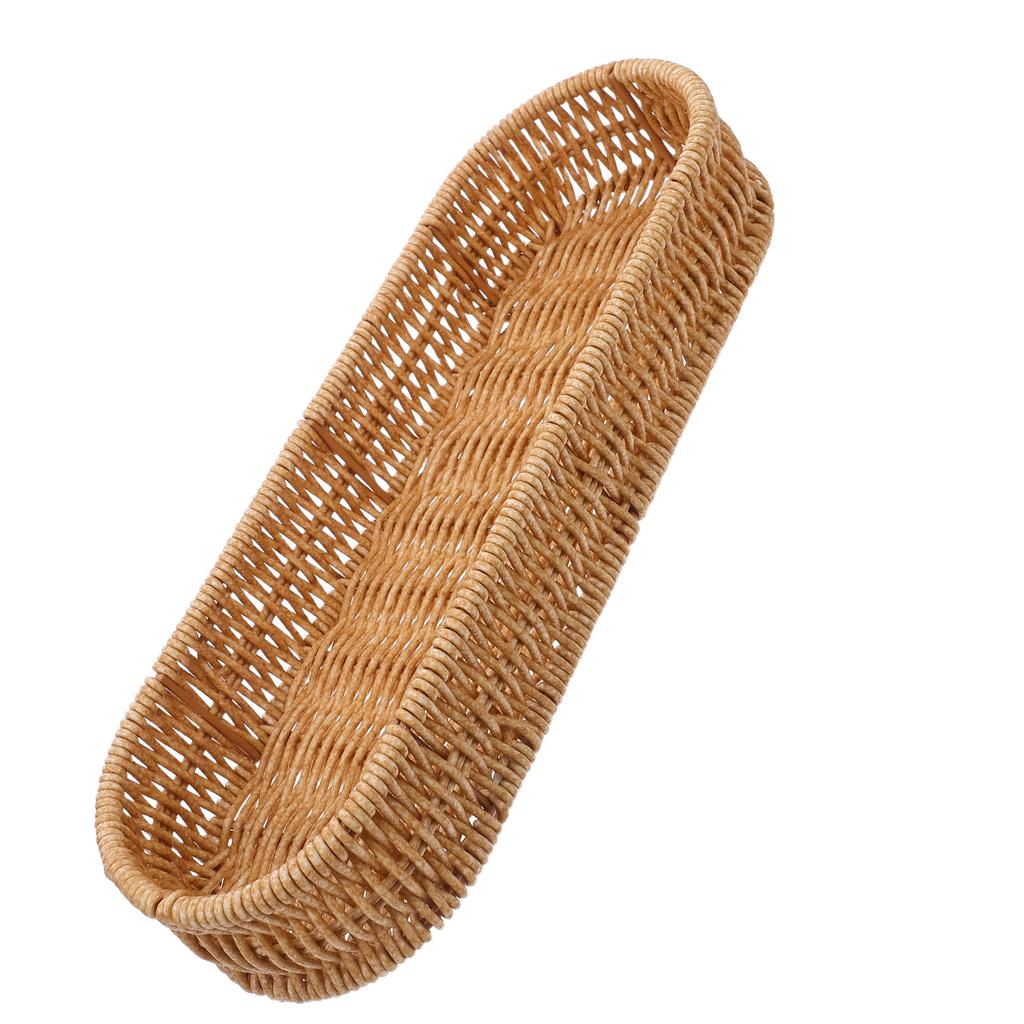 Rectangular Handwoven Imitation Rattan Kitchen Utensil Holder Flatware Organizer for Countertop Chopsticks Spice Jars Storage