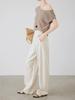 Women's Anti-Wrinkle Tencel Linen Pants, Spring/Summer, Loose Herringbone, Wide-Leg Design, Original Linen Color, Style 7896.