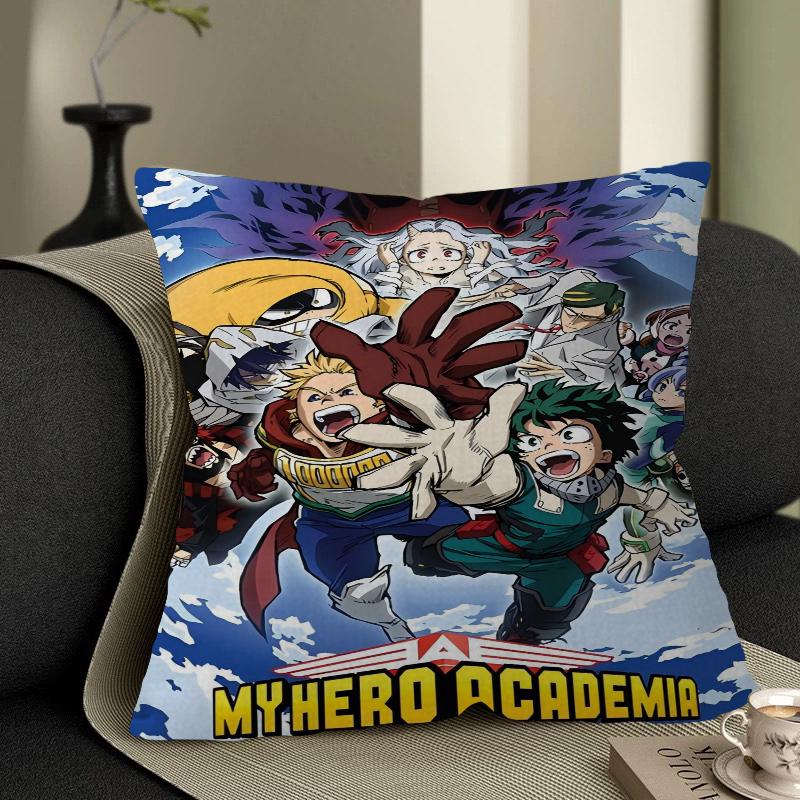 My Hero Academia Pillow Covers Cartoon Sofa Decorative Home Double-sided Printing Short Plush Cute Cushion Cover