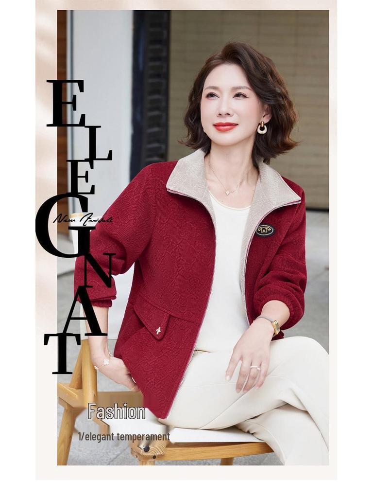 Autumn Corduroy Cardigan Jacket for Middle-Aged & Elderly Women