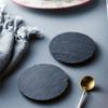 Round Natural Black Stone Slate Western Steak Plates Slate Dinner Plate Kitchen Cheese Pizza For Home Food