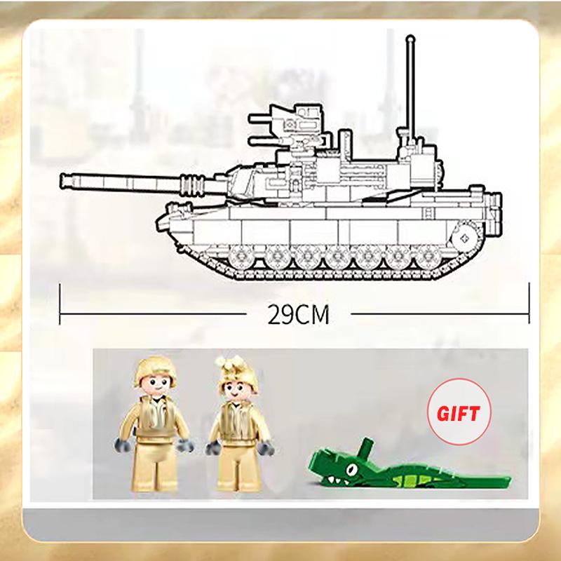 781pcs World War II 2 Military USA Abrams M1A2 Battle Tank Chariot Building Blocks Army Classic Accessories Model Kids Gift