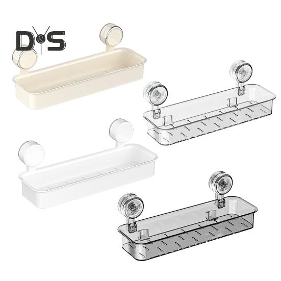 Wall Mounted Suction Cup Storage Rack Strong Load-bearing Easy to Install Bathroom Caddy Soap Makeup Storage Shelf