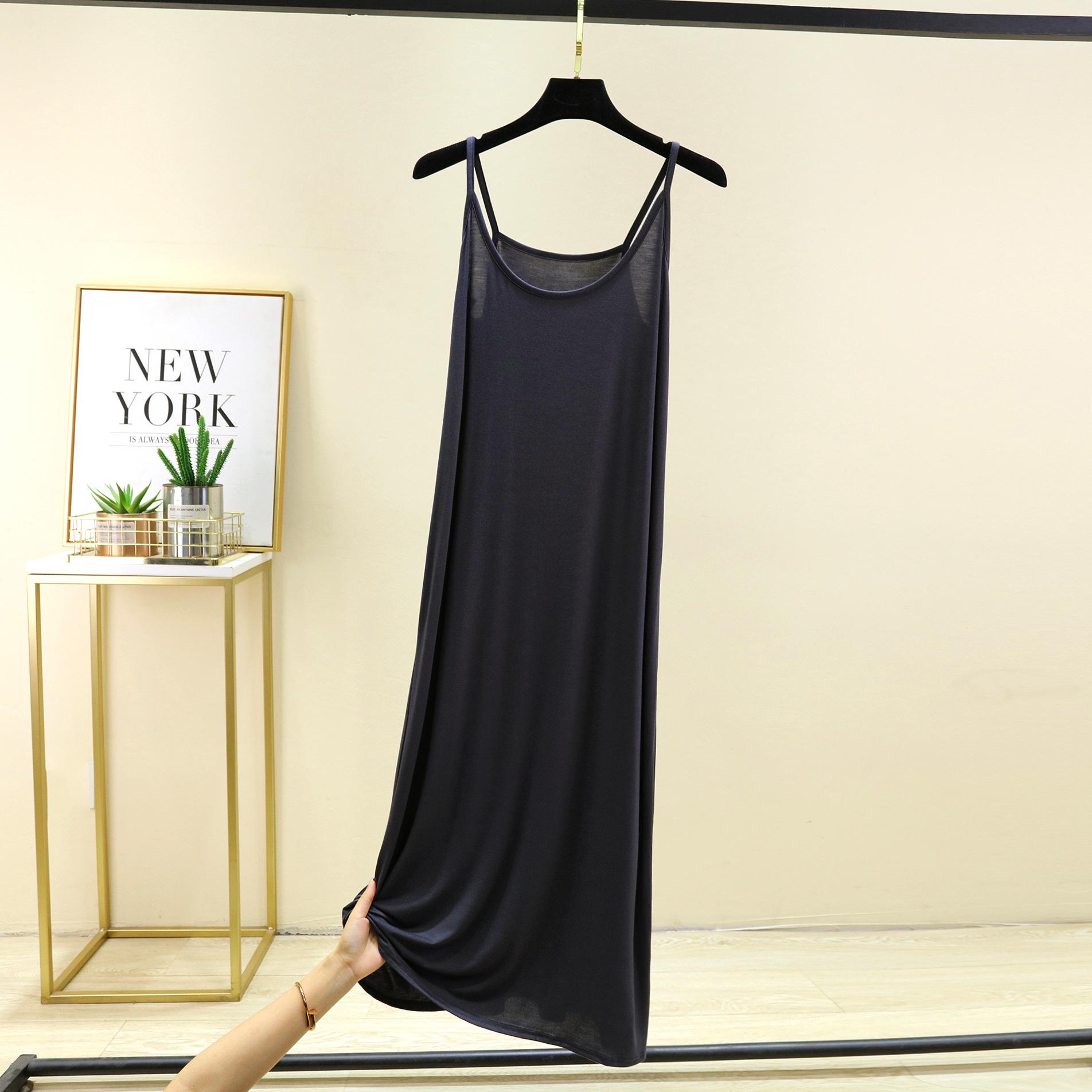 

Модальна сукня на бретельках Літня сексуальна сукня-майка без рукавів Однотонна повсякденна сукня-камізоль Довга м’яка піжама базова сукня без рукавів XL сірий