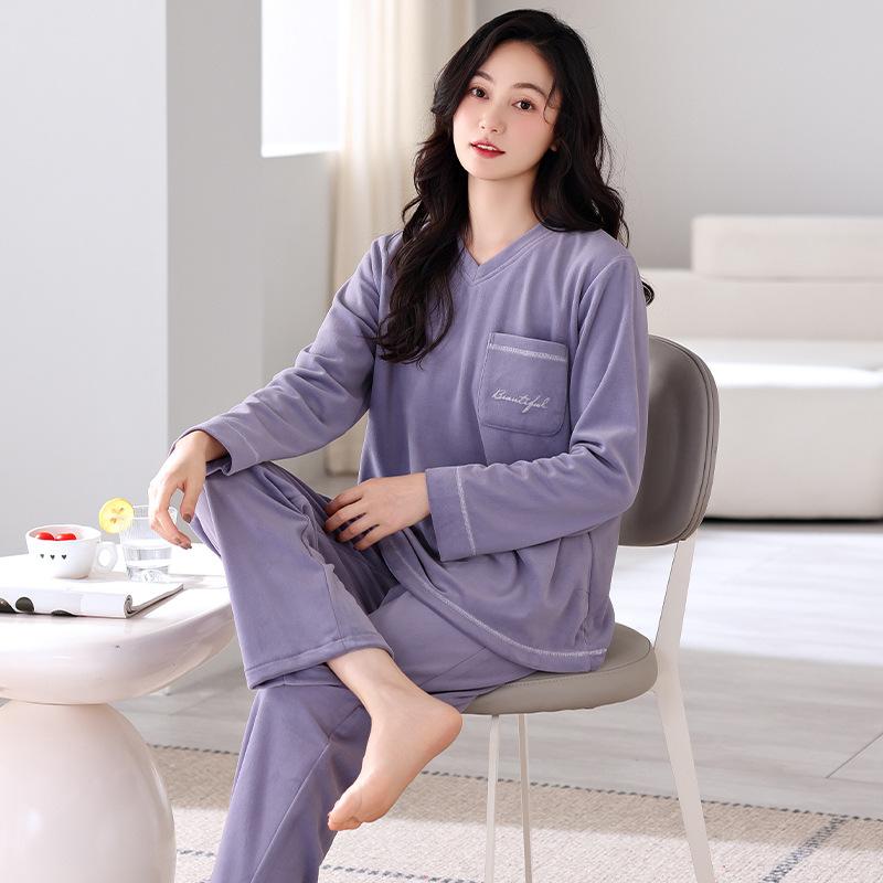 Pajamas Women'S Winter Coral Fleece Thickened Warm Autumn And Winter Women'S Island Fleece Pullover Women'S Spring And Autumn Loungewear