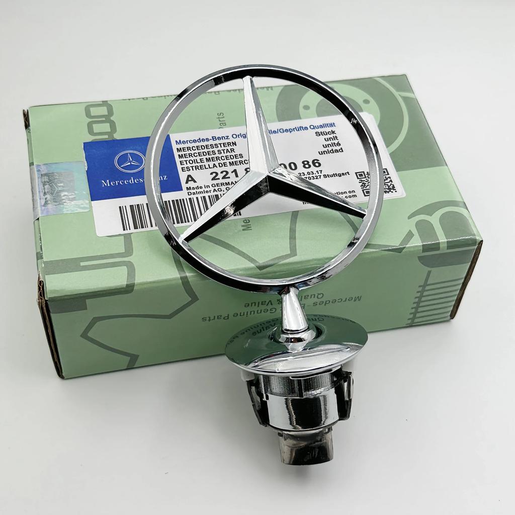 Naklejka Samochodowa 1 SZT 44mm 3D Metalowy Niebieski Chromowany Gwiazda Maskownica Hood Logo Emblemat Odznaka dla Mercedes Benz W202 W203 W204 W208 W210 W220 W2