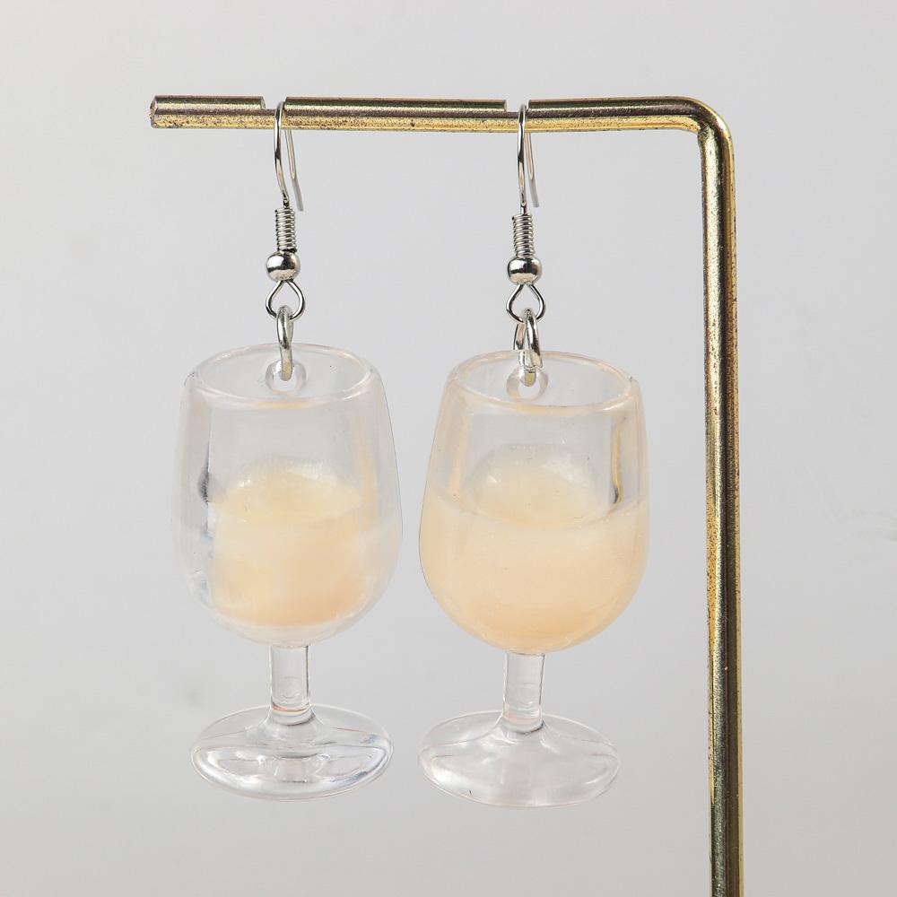 New Large Red Wine Glasses Acrylic Dangle Earring for Women Resin 3D Drink Cup Bottle Drop Earring Funny Creative Jewelry Gifts