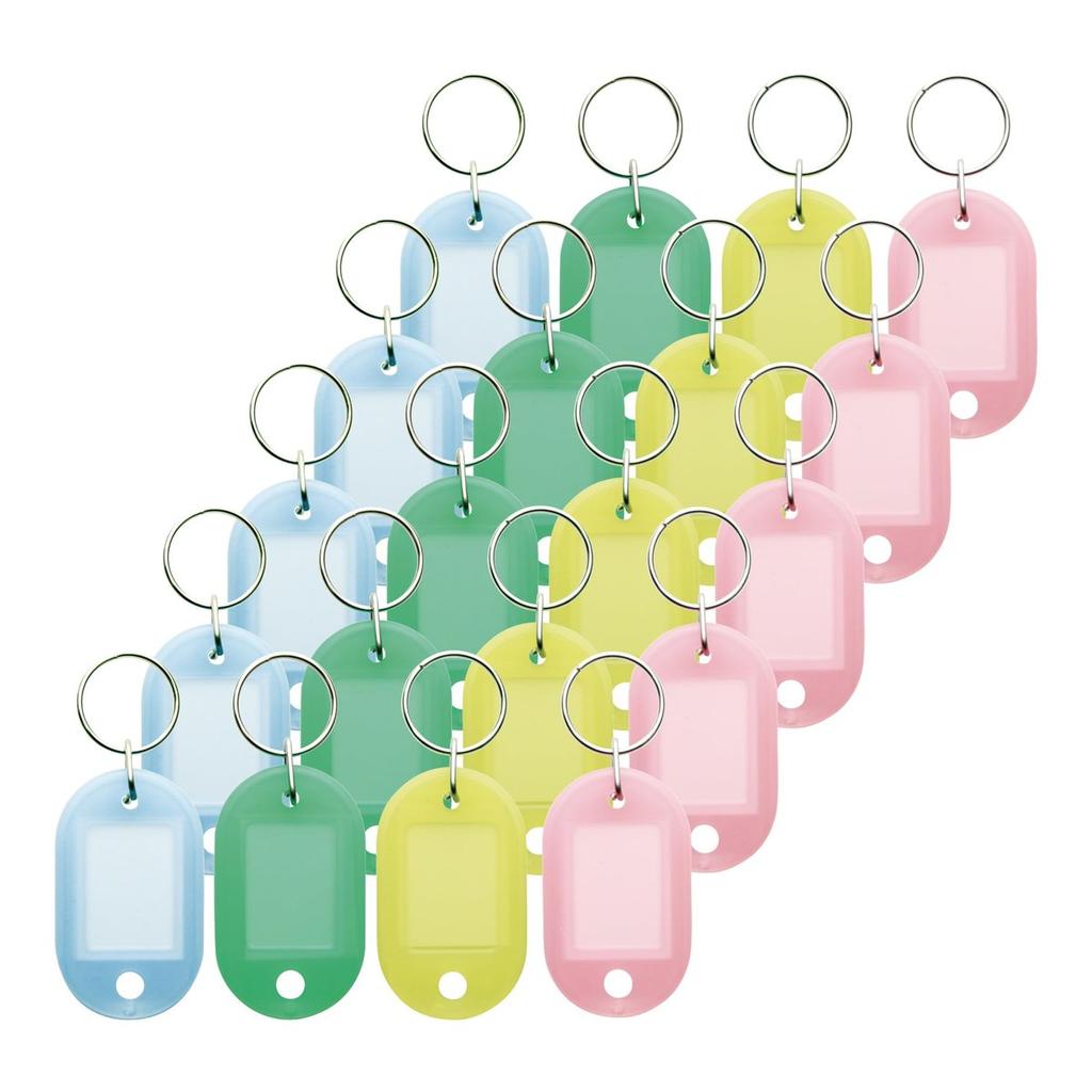 Sonic Double-Sided Key Holder Name Tags Small 20-Pack Multi-Color Key Ring Label Tags for Office Luggage Keys Organization BK-4817
