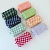 Colorful Checkerboard Plush Clutch Makeup Bag Large Capacity Cosmetic Storage Bag Skincare Organizer Toiletries Bag