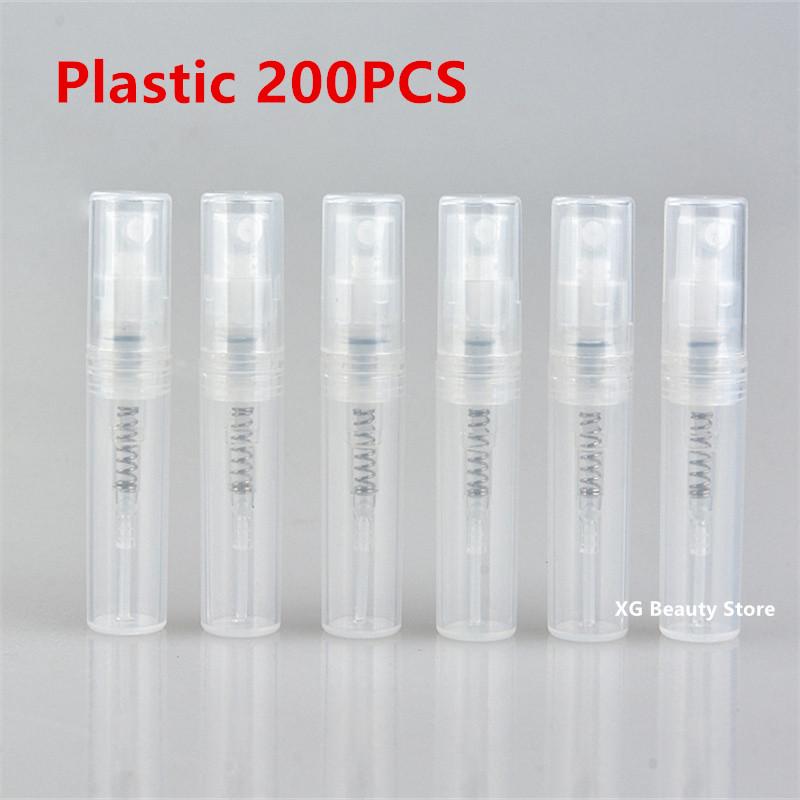 100/200/400pcs 2ML Portable Clear Plastic Spray Bottle Perfume Bottle Atomizer Mini Sample Test Tube Thin PET Vials Wholesale