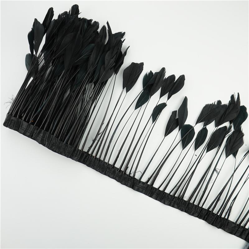 2Yards/Lot Stripped Coque Goose Feather Fringe Trimmings For Needlework And Handicrafts Wedding Decoration Carnival Accessories