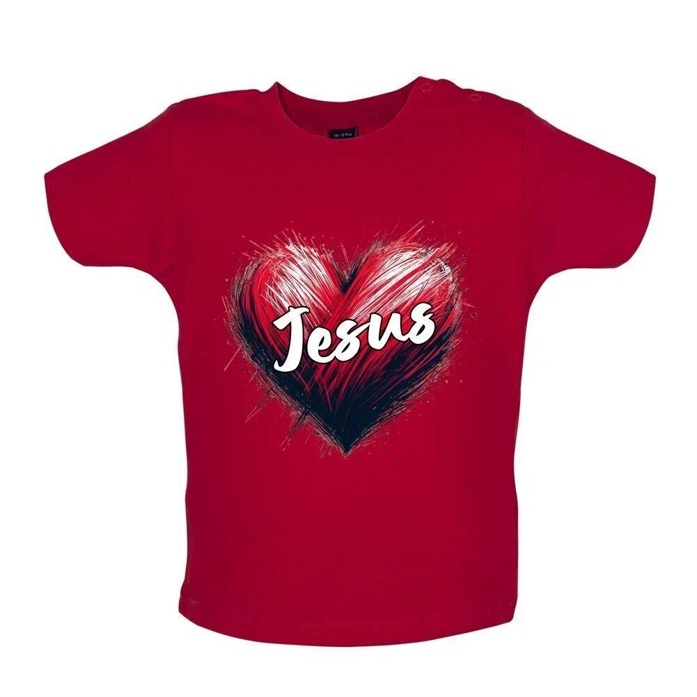 Love Heart Jesus - Baby Kids Boys Girls Unisex T-Shirt / Babygrow - Christ Church Pray Religion 150