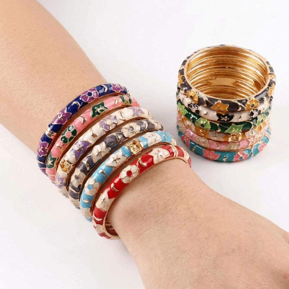 Smaltovaný Vintage Cloisonné Náramek Barevný Dámský Náramek na Ruku Elegantní Květinový Náramek Šperky Dárky